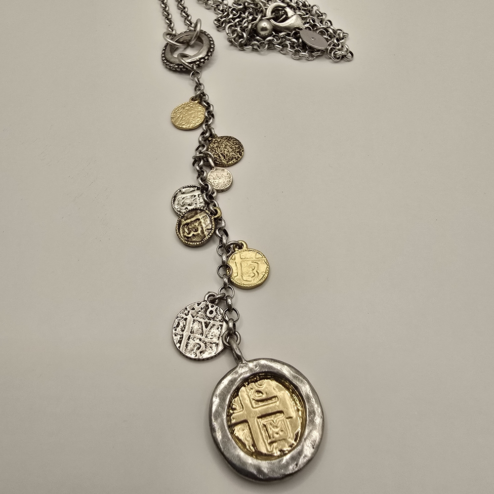 Chico's Silver-Tone Multi-Coin Lariat Necklace - Picture 3 of 6